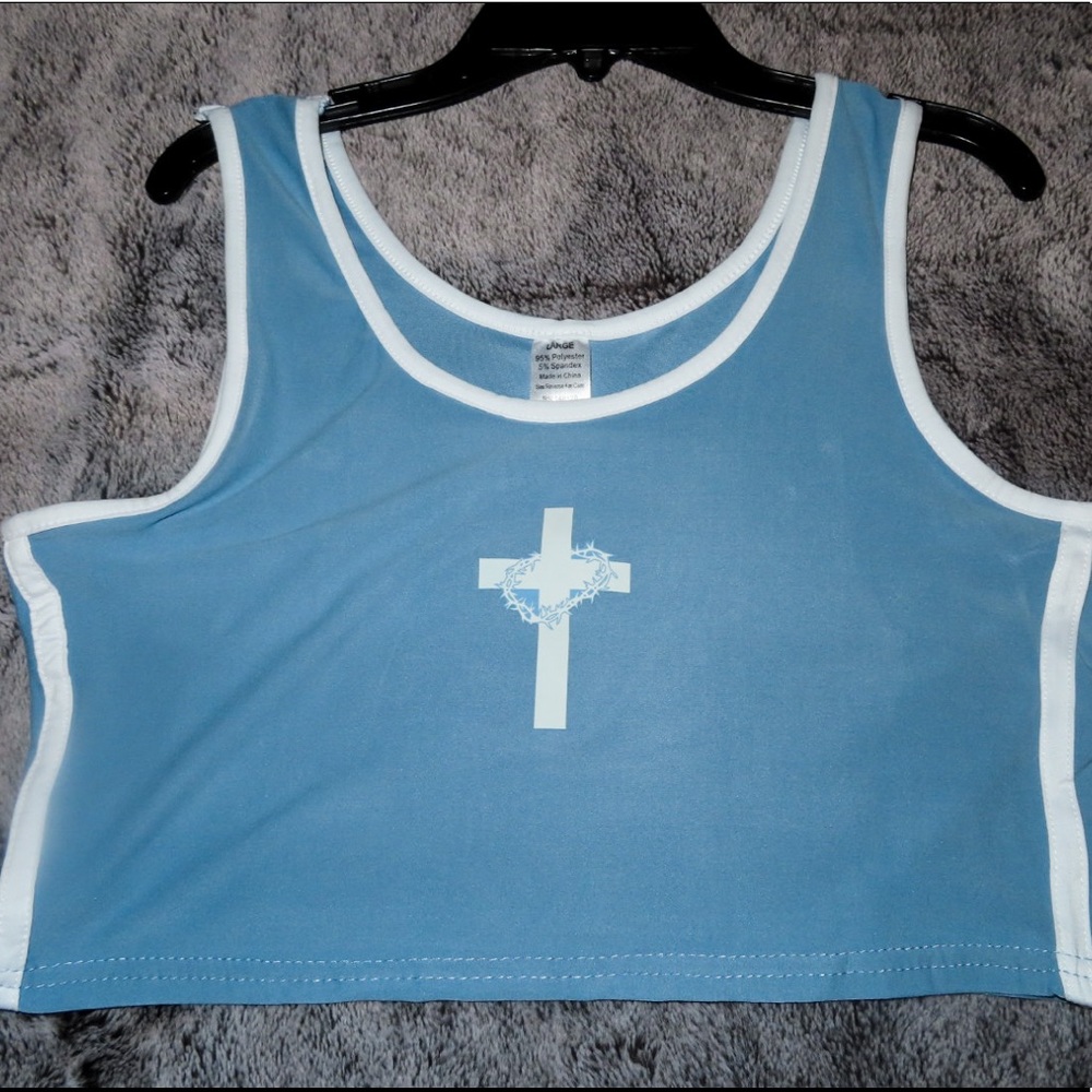 Large blue crop top
